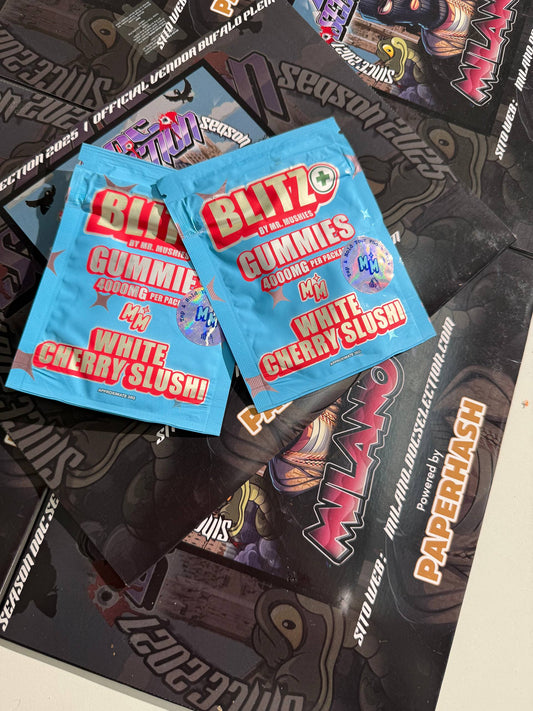 Blitz Gummies Psilocibina 4gr + th* infused - WHITE CHERRY SLUSHI